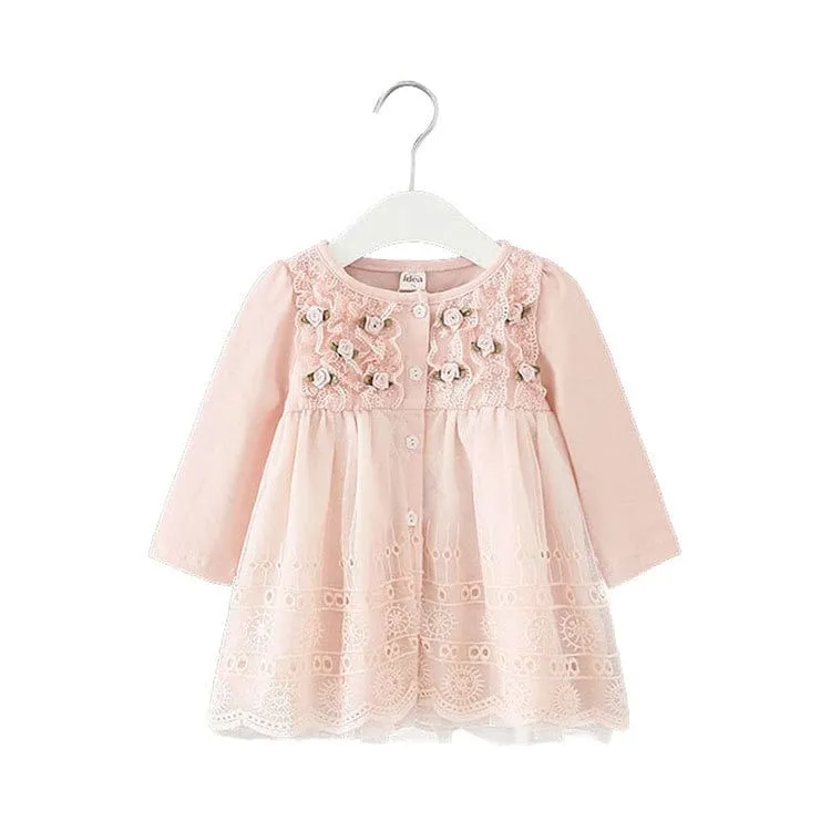 "Sara" Baby's Floral Lace Baptism Party Dress 2