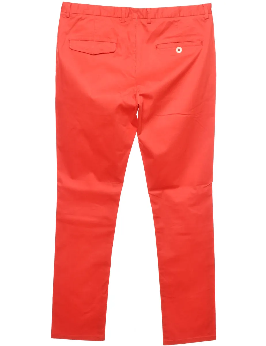 Red Classic Straight-Fit Trousers - W34 L32