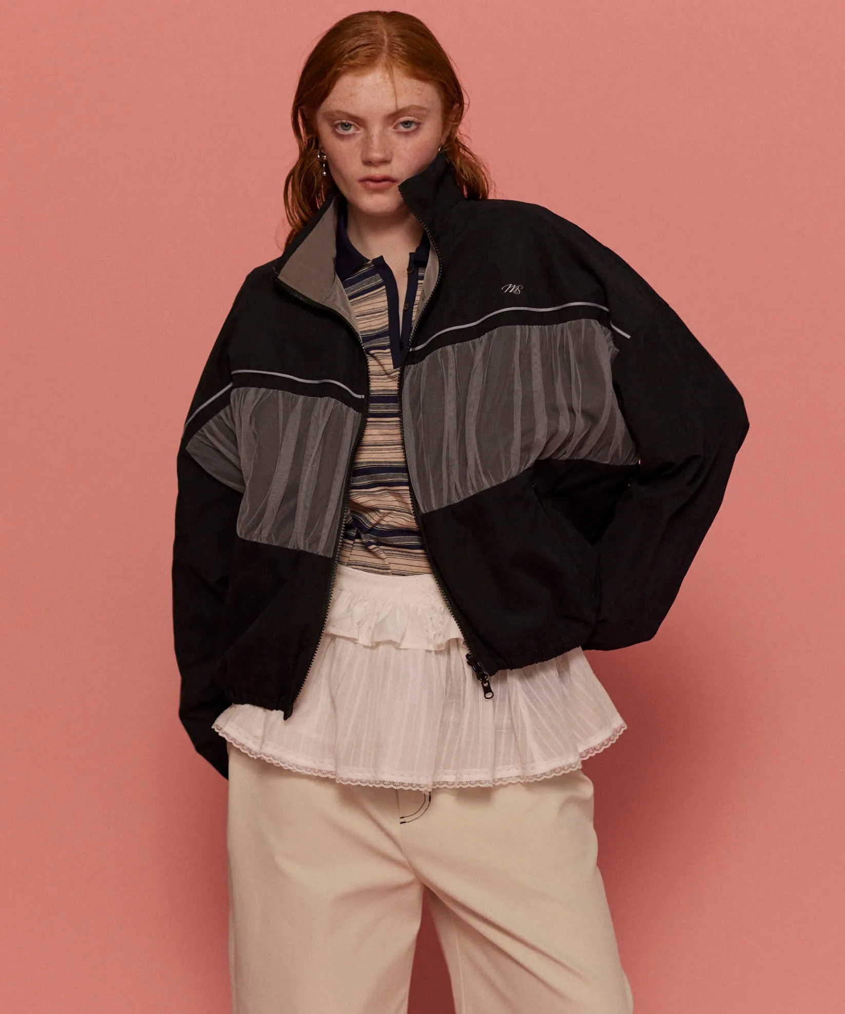 Reversible Tulle Docking Track Jacket