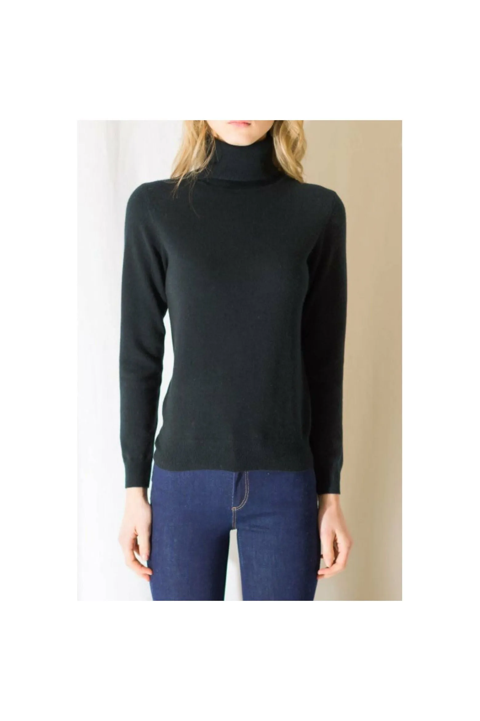 Robertson Madison 100% Cashmere Classic Turtleneck Sweater CC-204 | Black | Clearance Final Sale