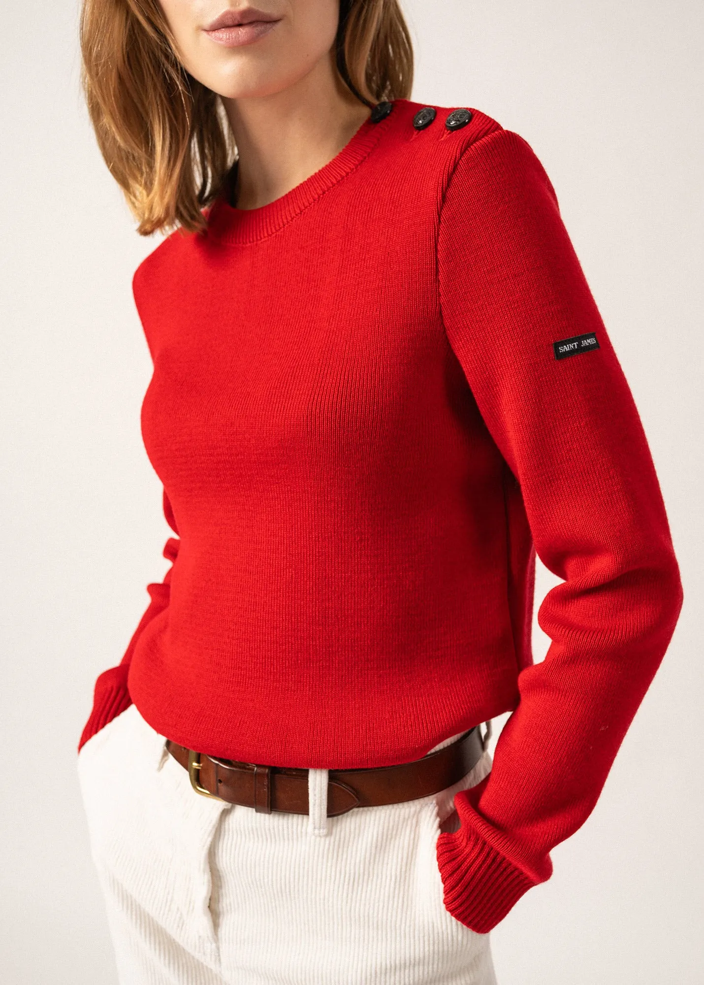 Rochefort plain sailor jumper - in wool (ROUGE)