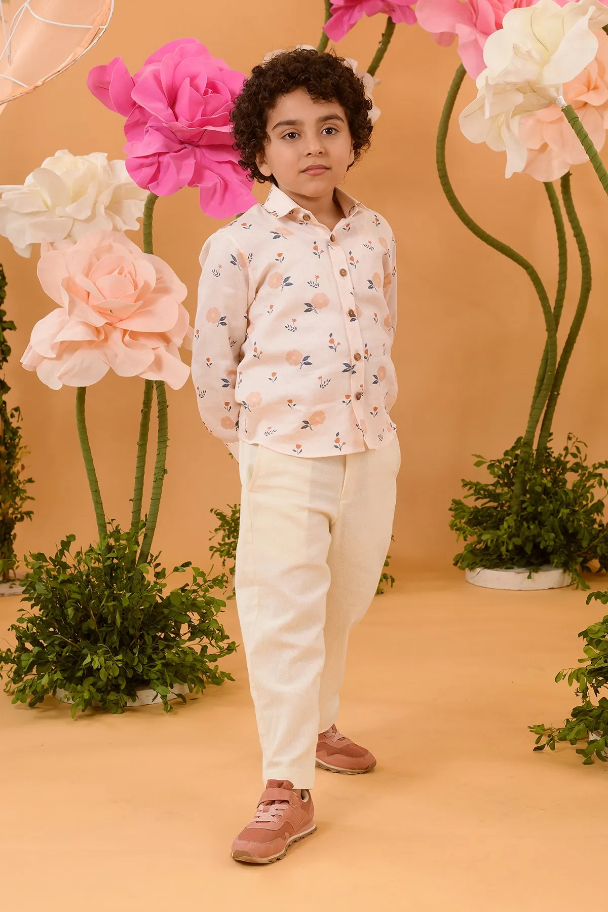 Roseship- Printed Cotton Satin Shirt For Boys