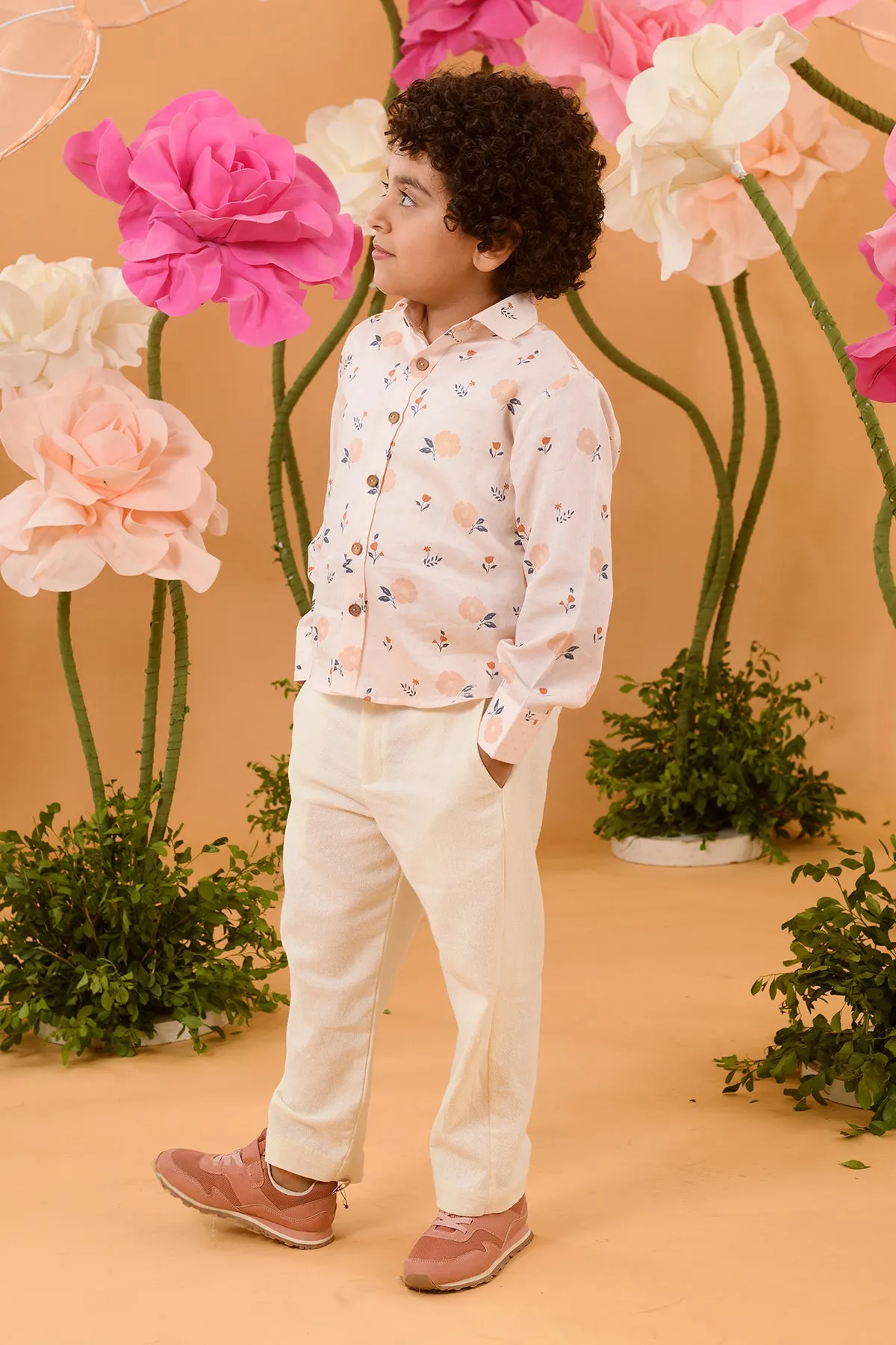 Roseship- Printed Cotton Satin Shirt For Boys