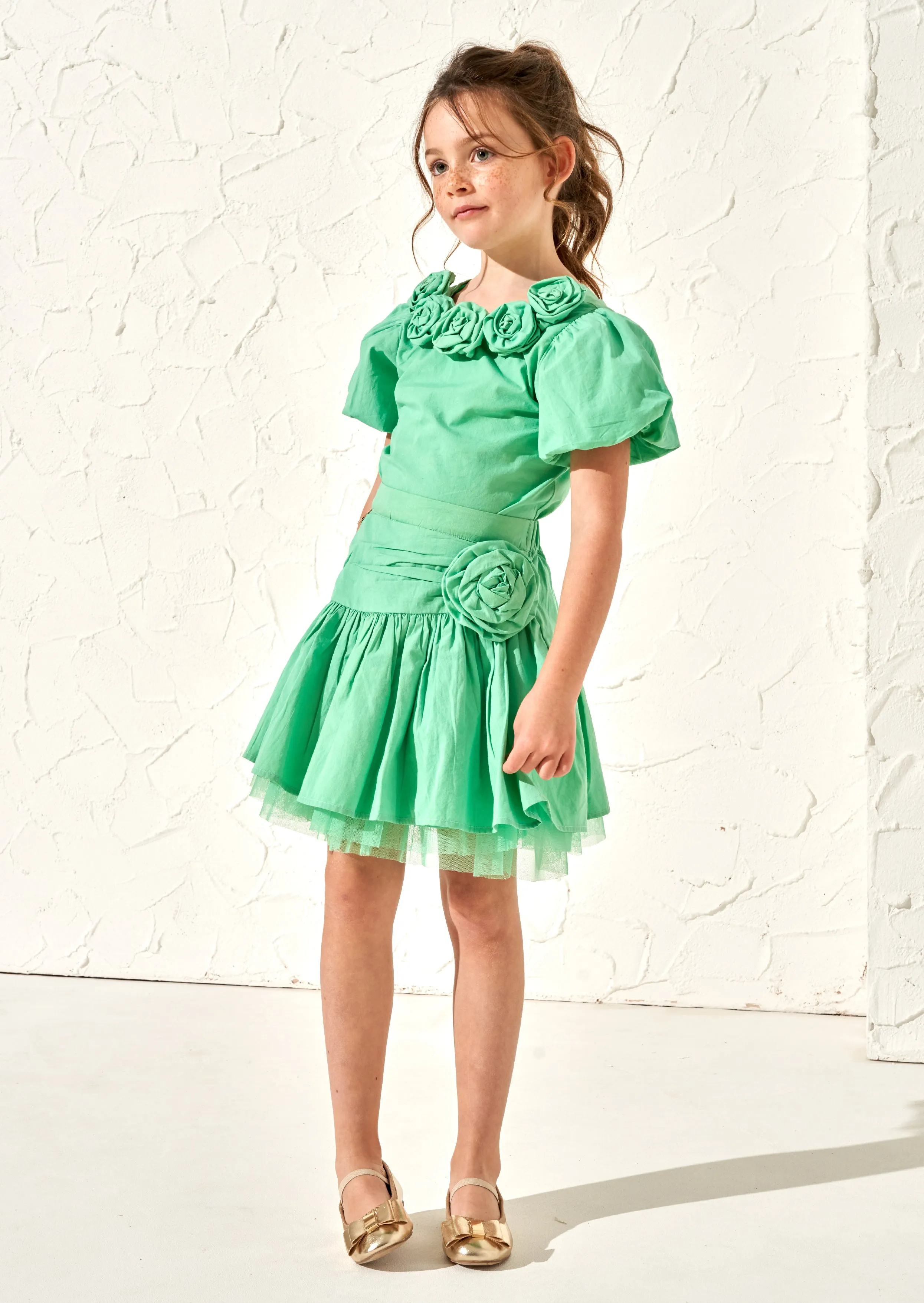 Roxie Green Rose Corsage Skirt