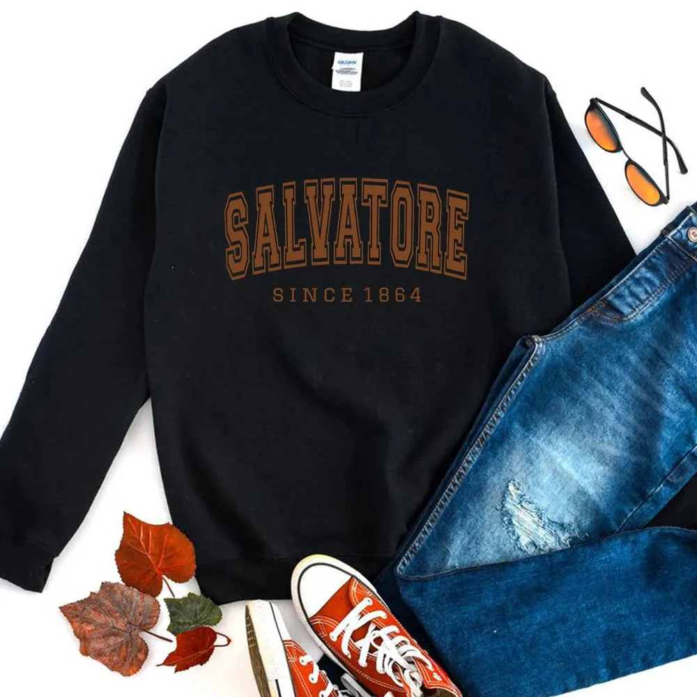 Salvatore Since1864 Sweatshirt Mystic Falls Hoodie Vampire Diaries Jumper Vintage TVD Damon Stefan Crewneck Sweatshirt Fans Top