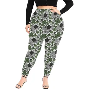 Scribbled Clovers Women's Plus Size High Waited Leggings Women's High Waist Leggings(Plus Size)(ModelL45)