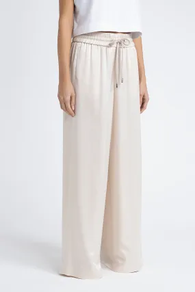 Semi-gloss wool and viscose wide trousers