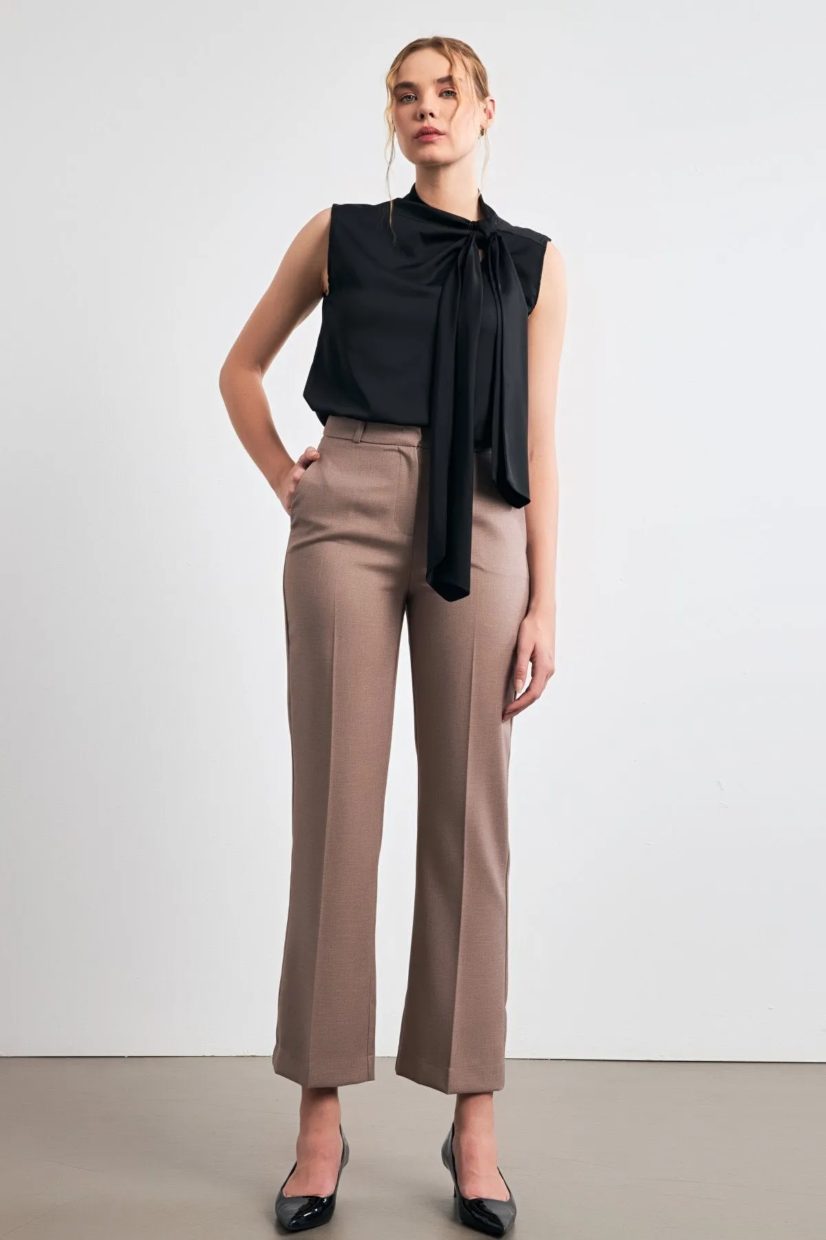 Setre  Pattern Detailed Fabric Trousers Mink