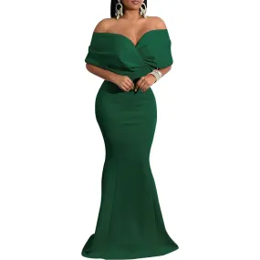 Sexy backless off the shoulder wrap maxi dress | evening gown fishtail maxi dress