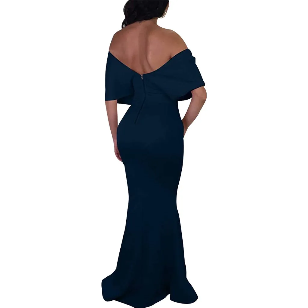 Sexy backless off the shoulder wrap maxi dress | evening gown fishtail maxi dress