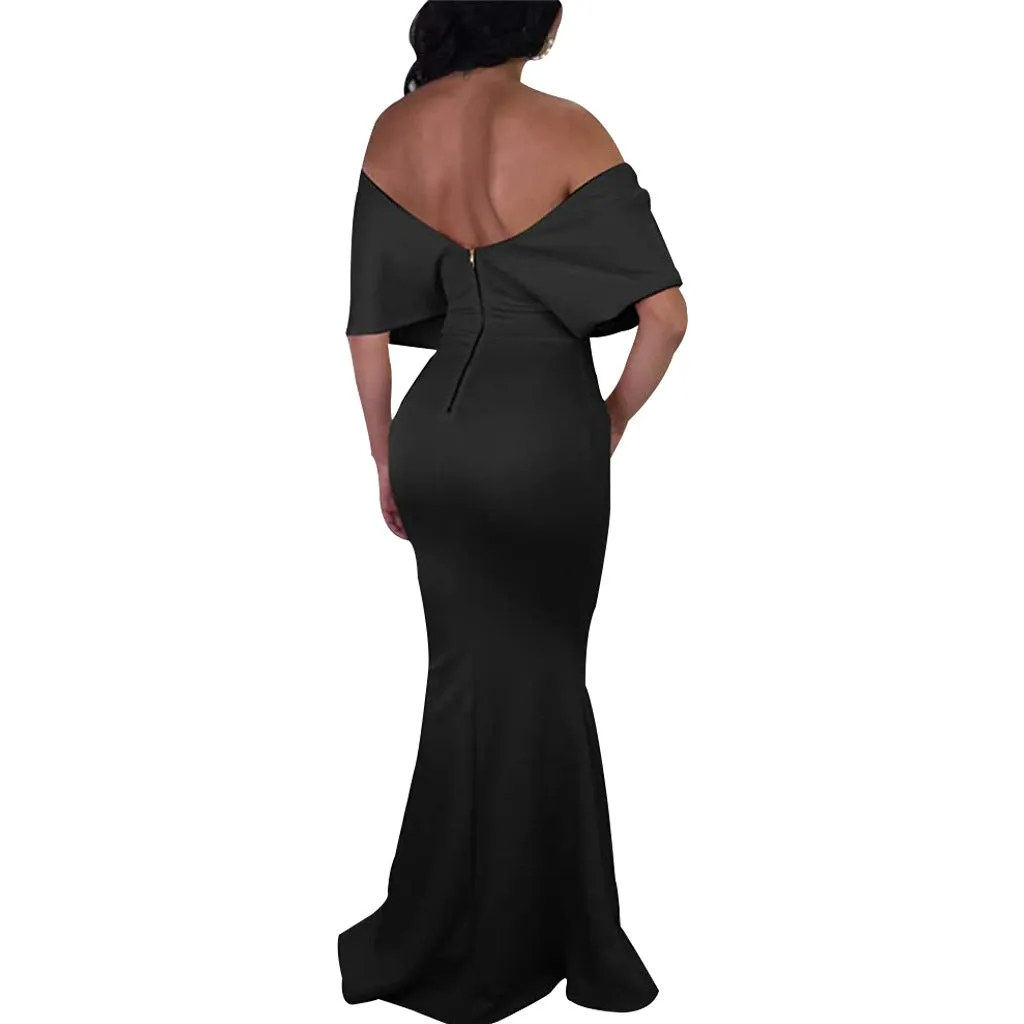 Sexy backless off the shoulder wrap maxi dress | evening gown fishtail maxi dress