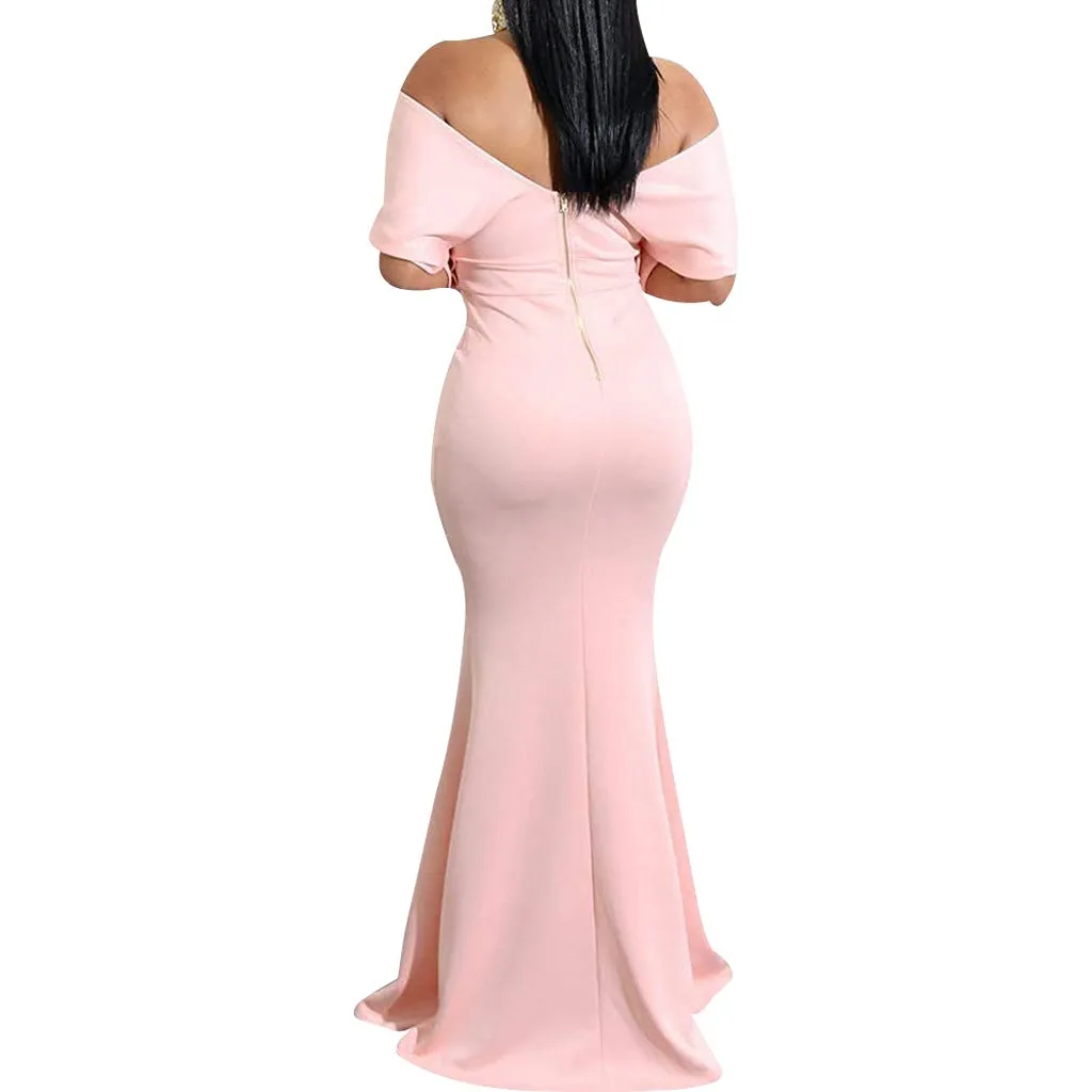 Sexy backless off the shoulder wrap maxi dress | evening gown fishtail maxi dress