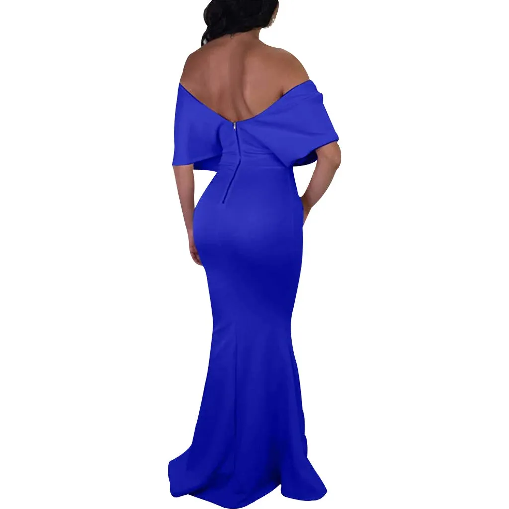 Sexy backless off the shoulder wrap maxi dress | evening gown fishtail maxi dress