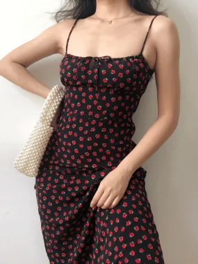 Sexy Slim Retro Floral Slip Long Dress