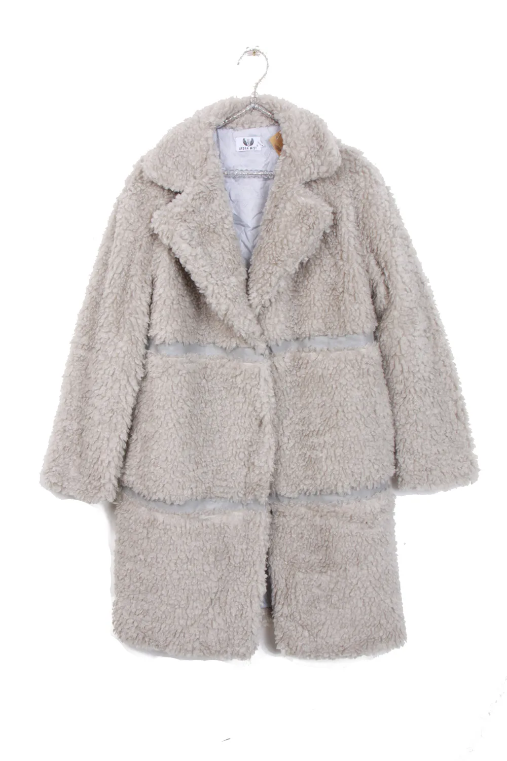 Shaggy Teddy Coat with PU Detail