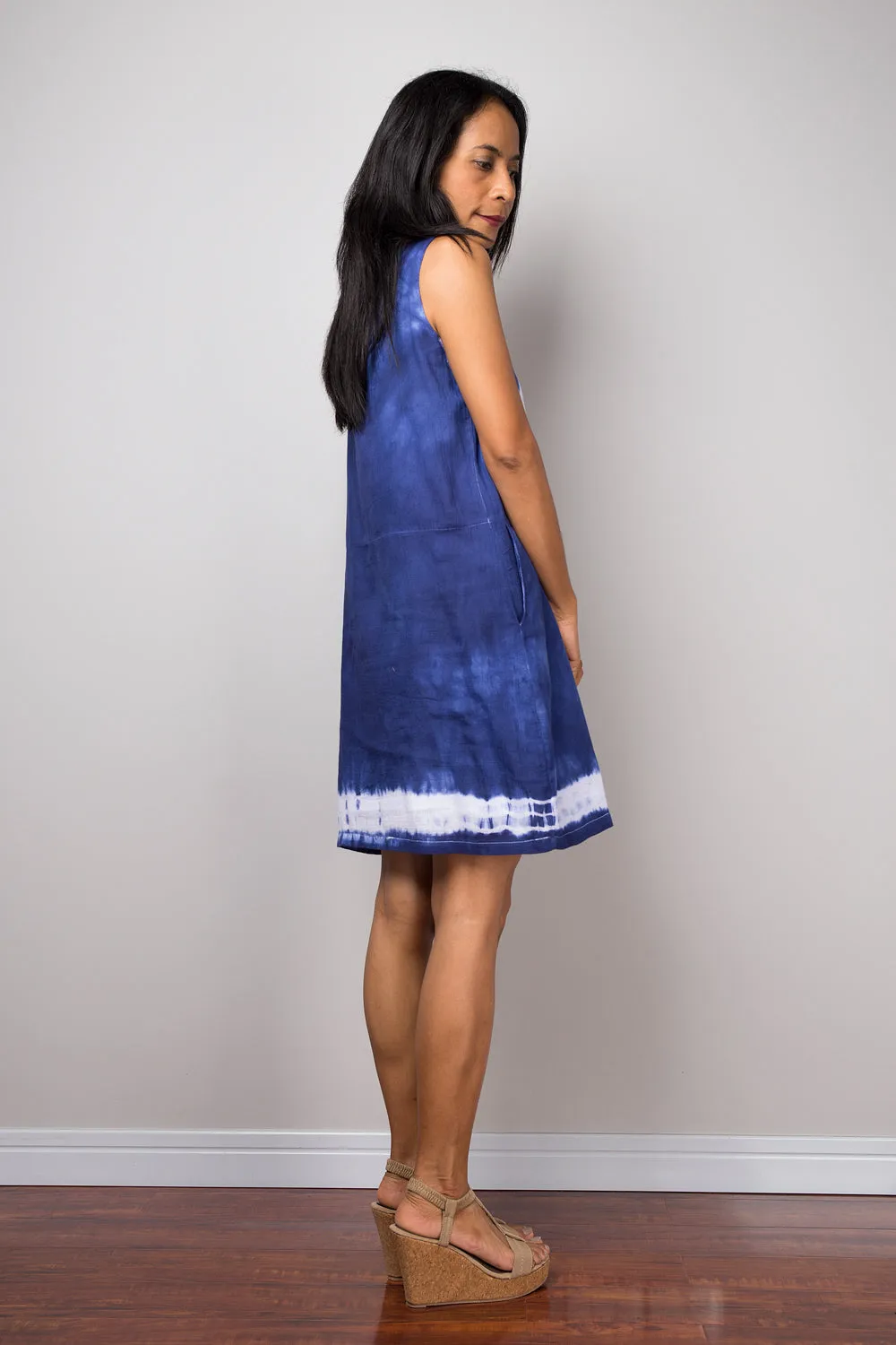 Short Blue Tie Dye Dress