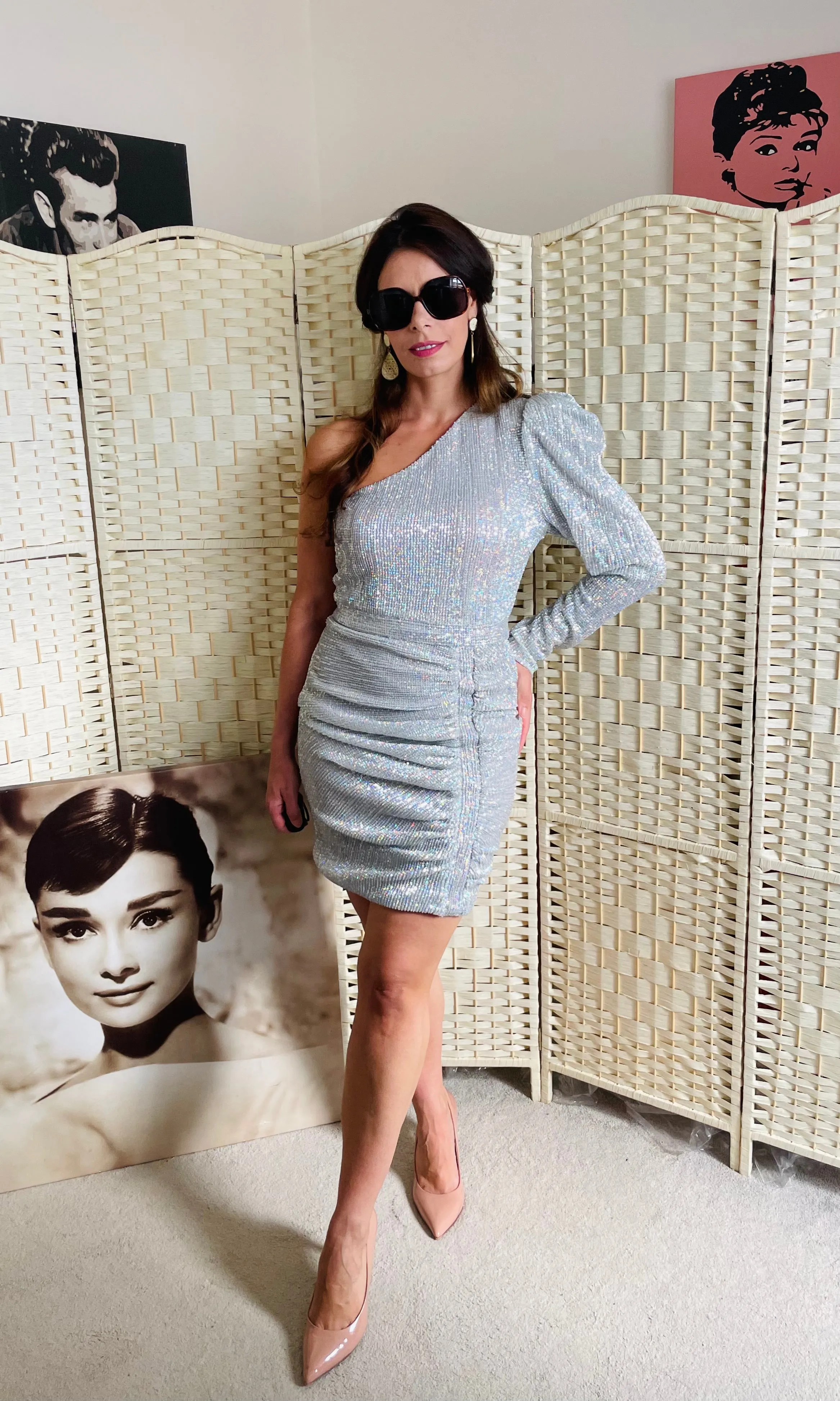 Silver Embellished Cocktail Dress