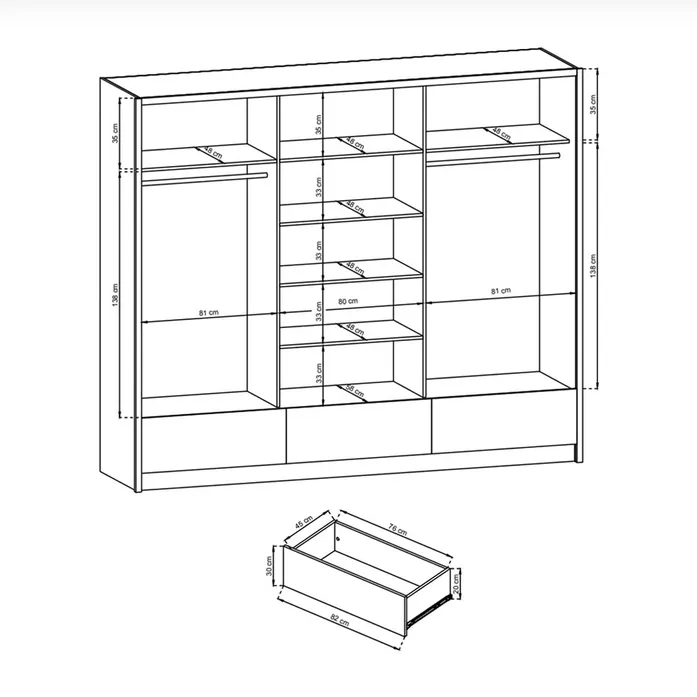 SLIDING DOOR WARDROBE ARIA I 254CM WHITE GLOSS