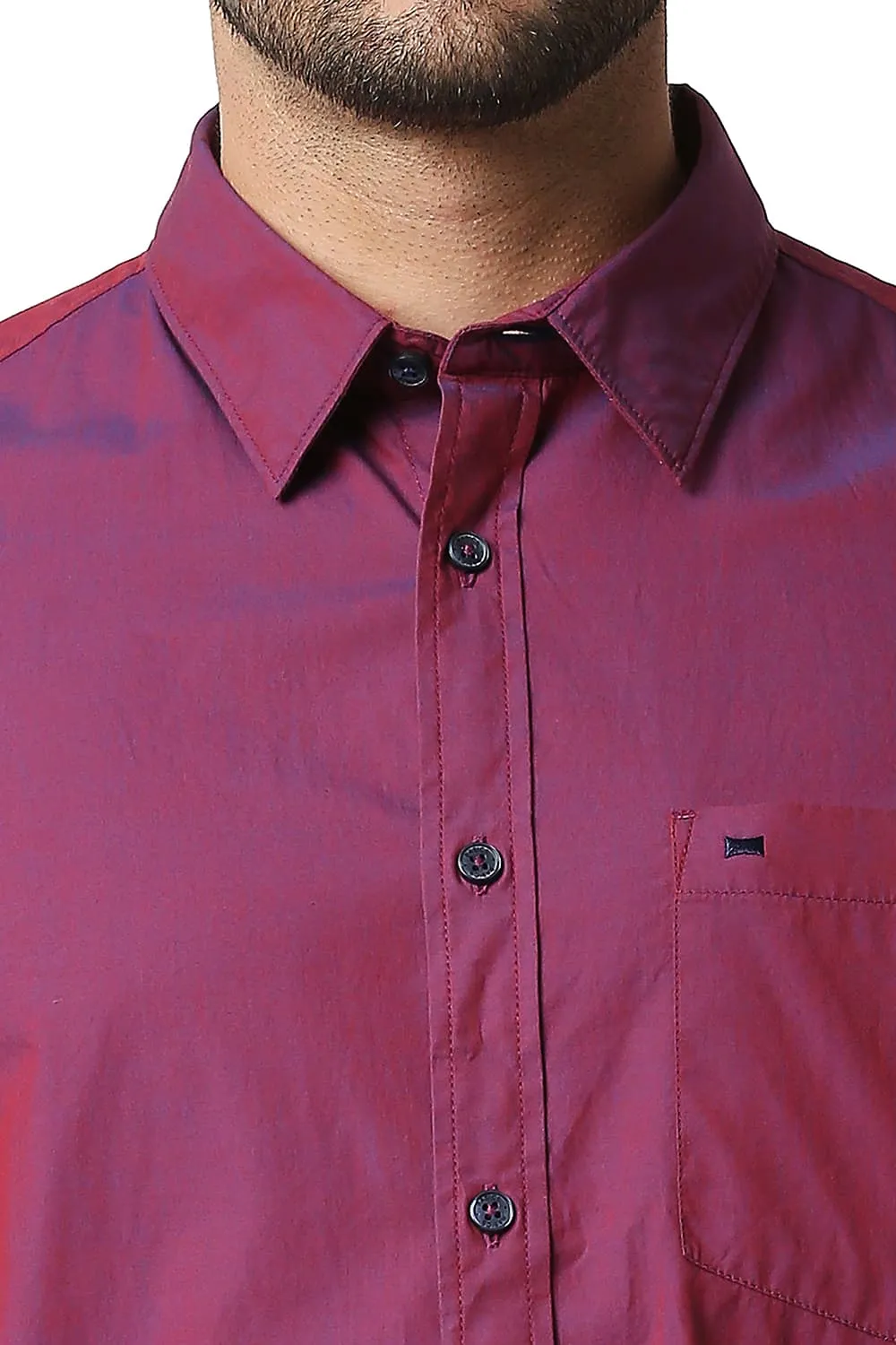 Slim Fit Chambray Halfsleeves Shirt