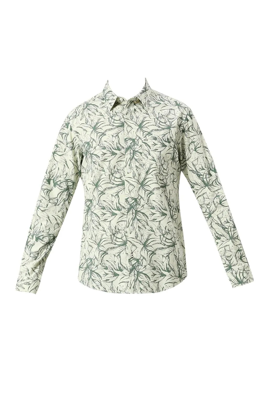 Slim Fit Cotton Viscose Twill Printed Shirt