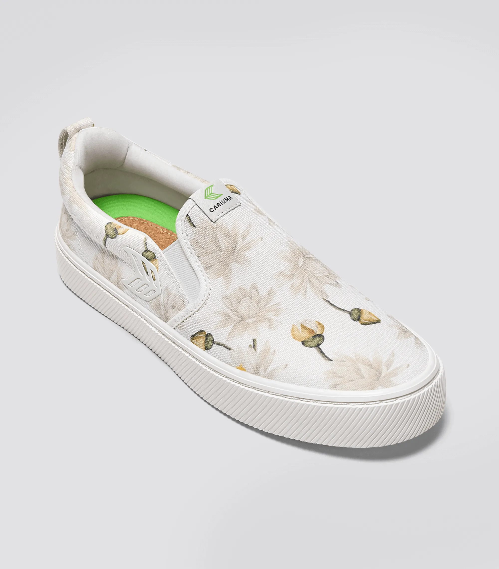 SLIP-ON White Canvas Giant Lilies Sneaker Women