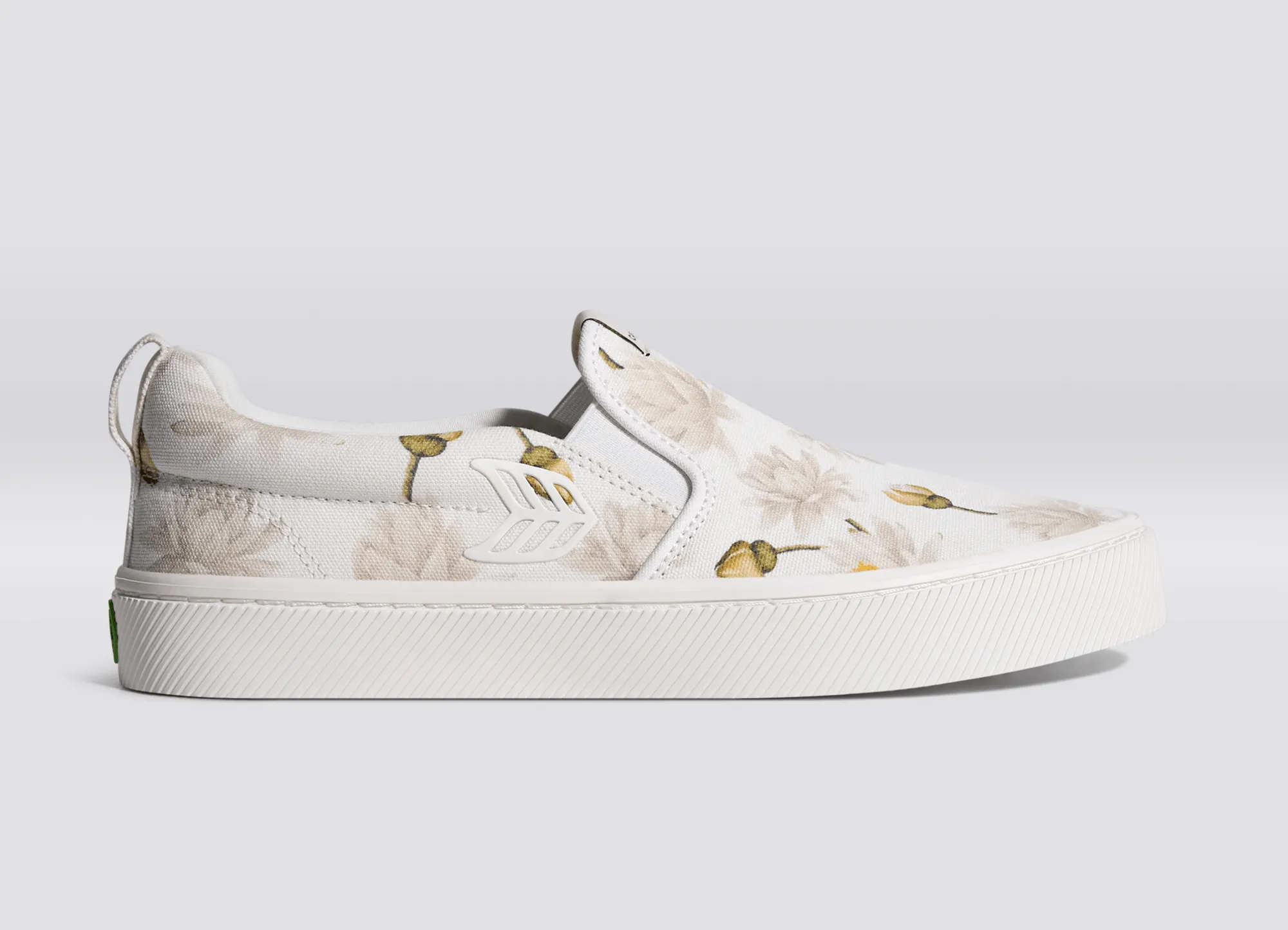 SLIP-ON White Canvas Giant Lilies Sneaker Women