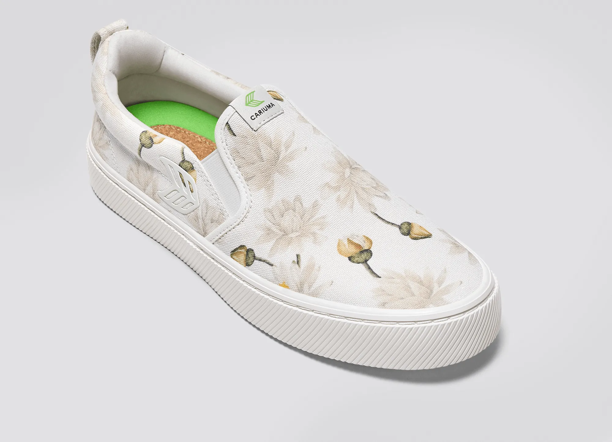 SLIP-ON White Canvas Giant Lilies Sneaker Women