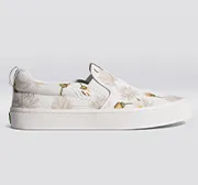 SLIP-ON White Canvas Giant Lilies Sneaker Women