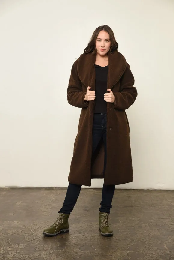 Solid Button(S) Closure Coat in Brown