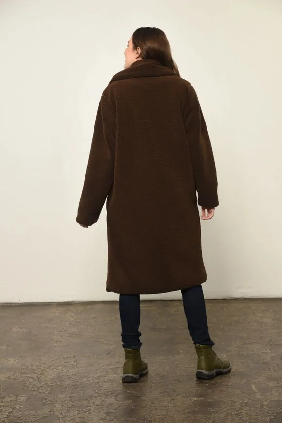 Solid Button(S) Closure Coat in Brown