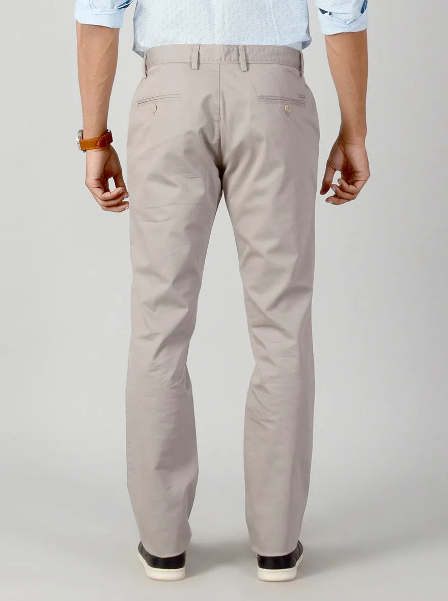 Steel Grey Self Textured Slim Fit Casual Trouser | Greenfibre