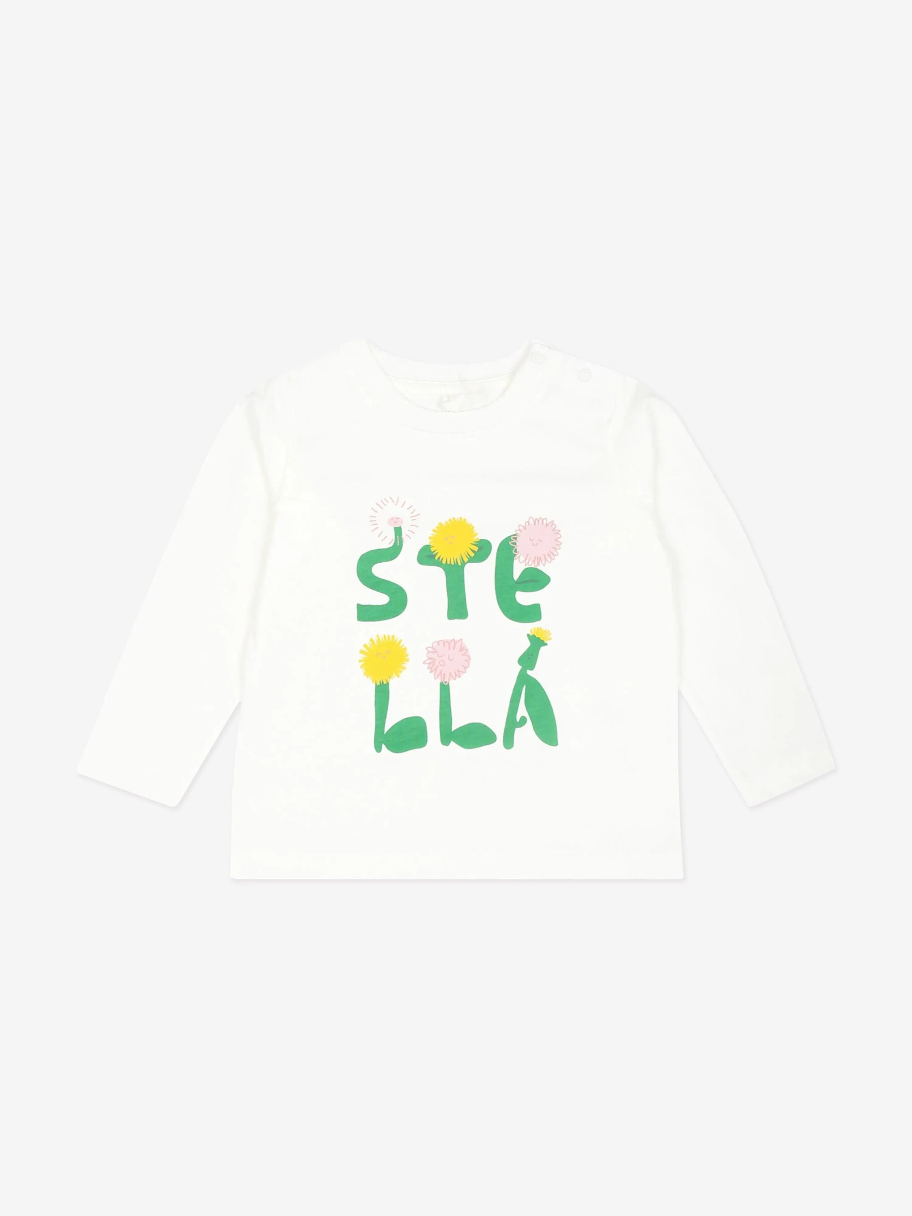 Stella McCartney Baby Girls Flower Logo T-Shirt in Ivory