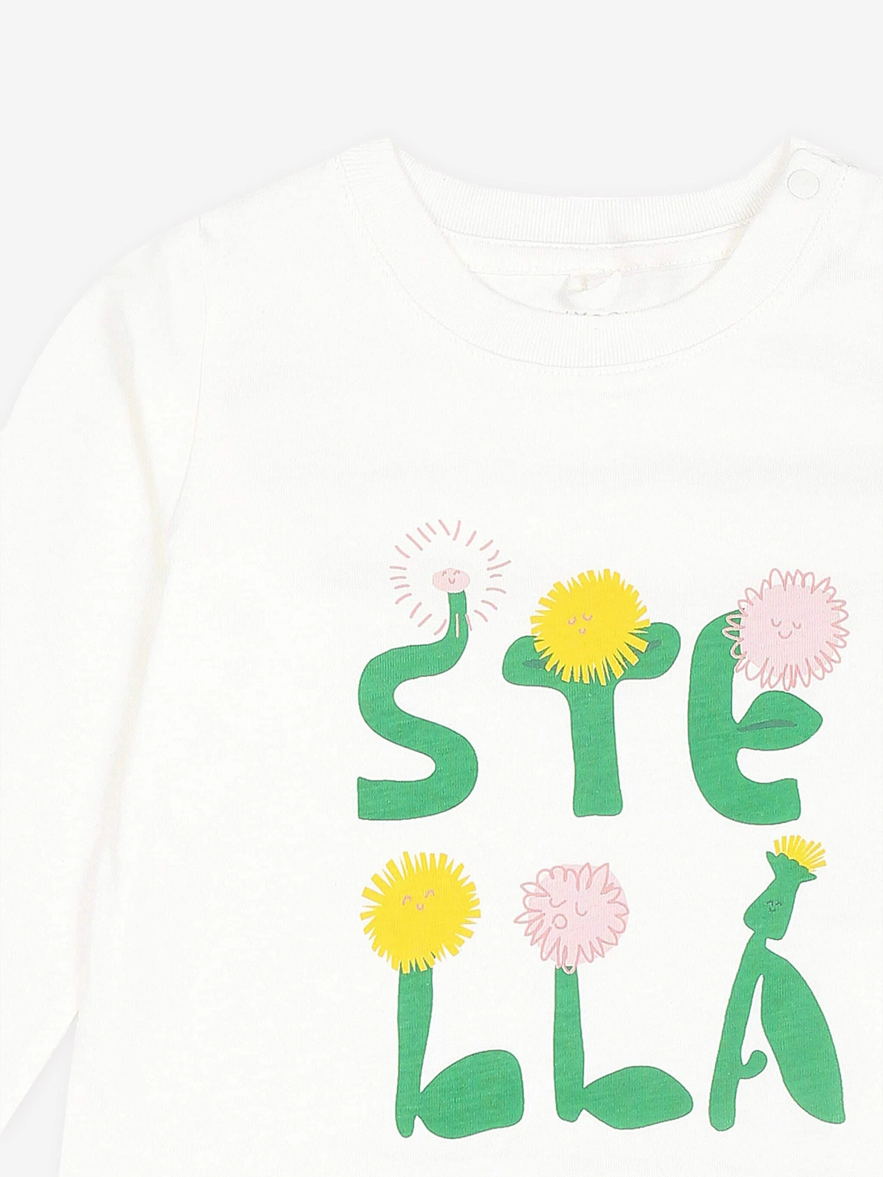 Stella McCartney Baby Girls Flower Logo T-Shirt in Ivory