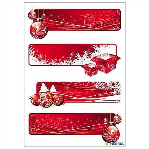 Stickers Gift Labels Red, Glittery (15063)