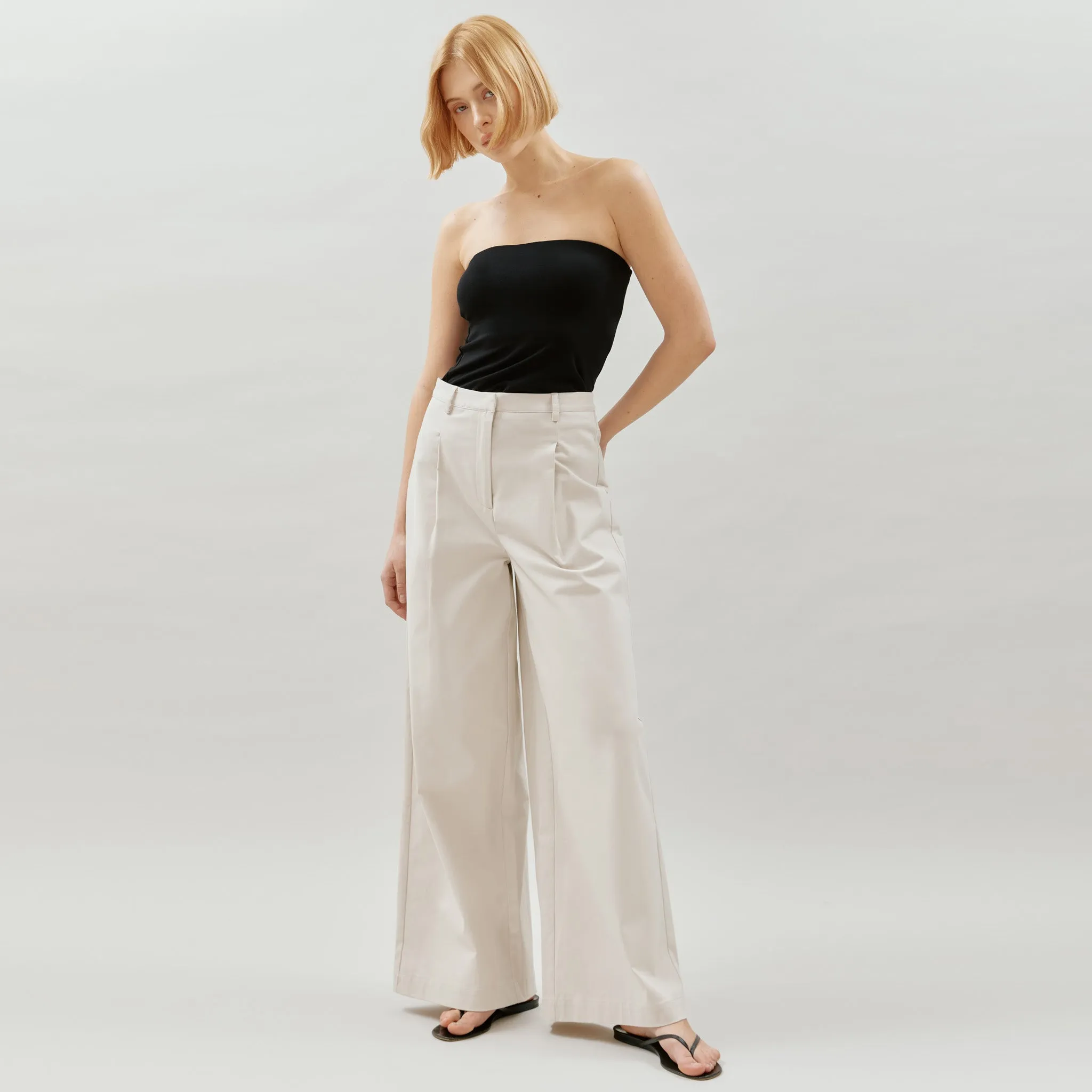 Stone Super Wide Leg Trousers