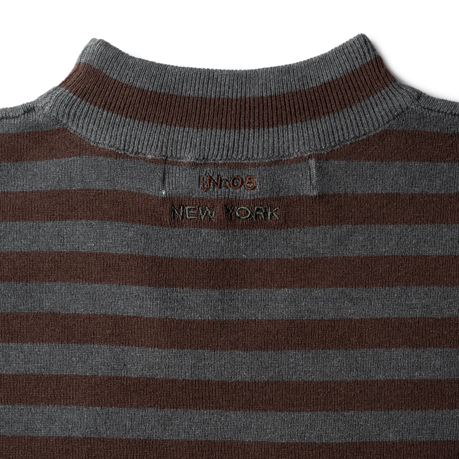 Striped Knit Turtleneck IN: Brown Heather