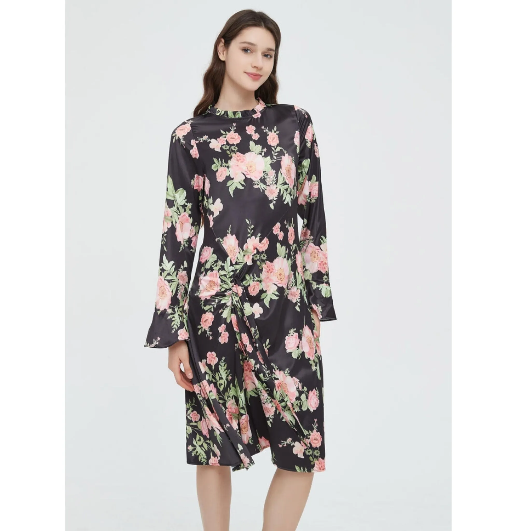 Subtle Tie Ruched Floral Dress by MM