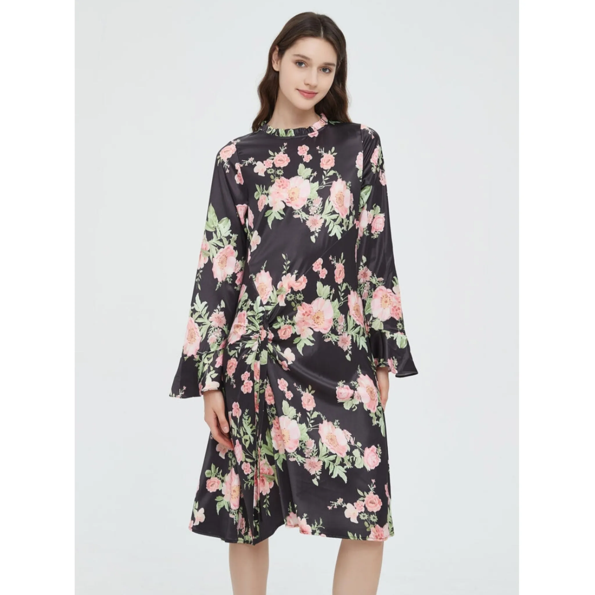 Subtle Tie Ruched Floral Dress by MM