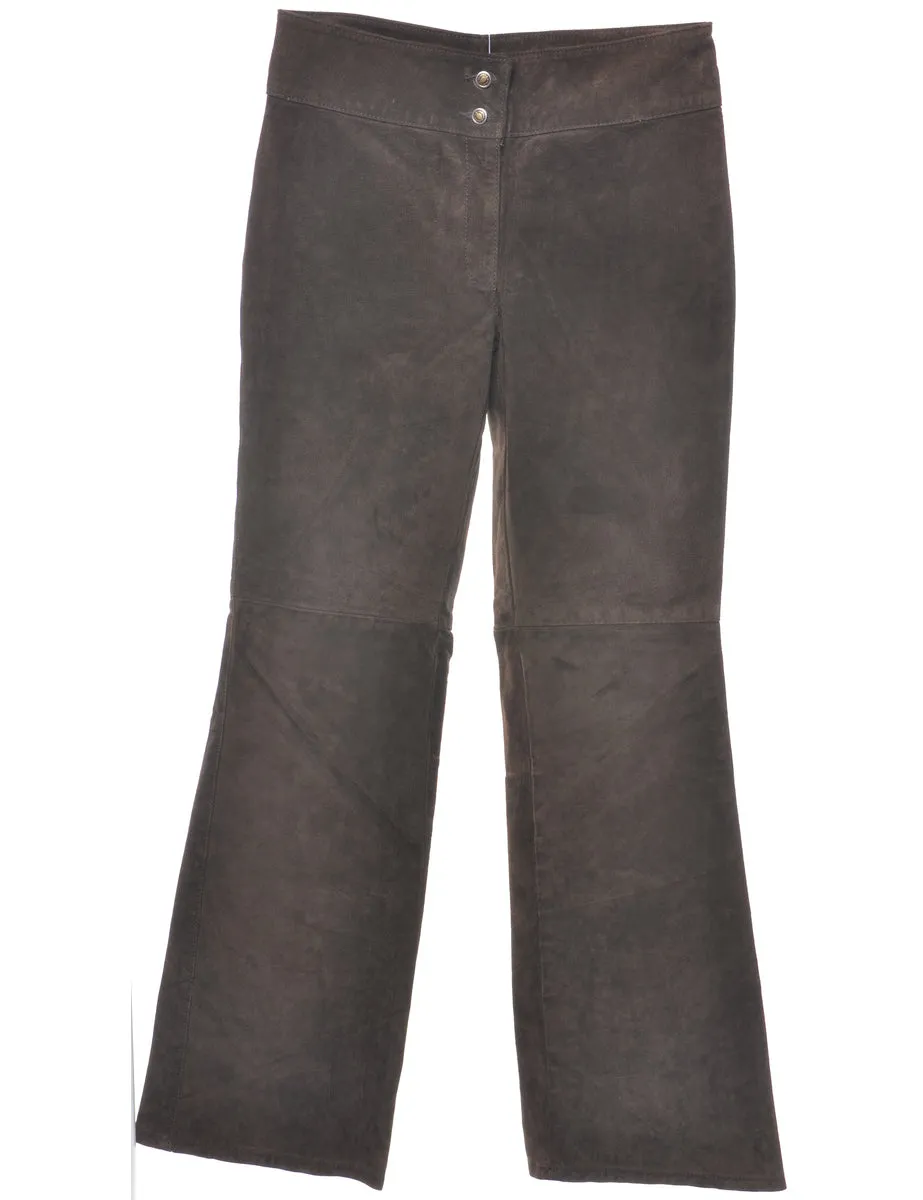 Suede Dark Brown Tapered Trousers - W31 L32