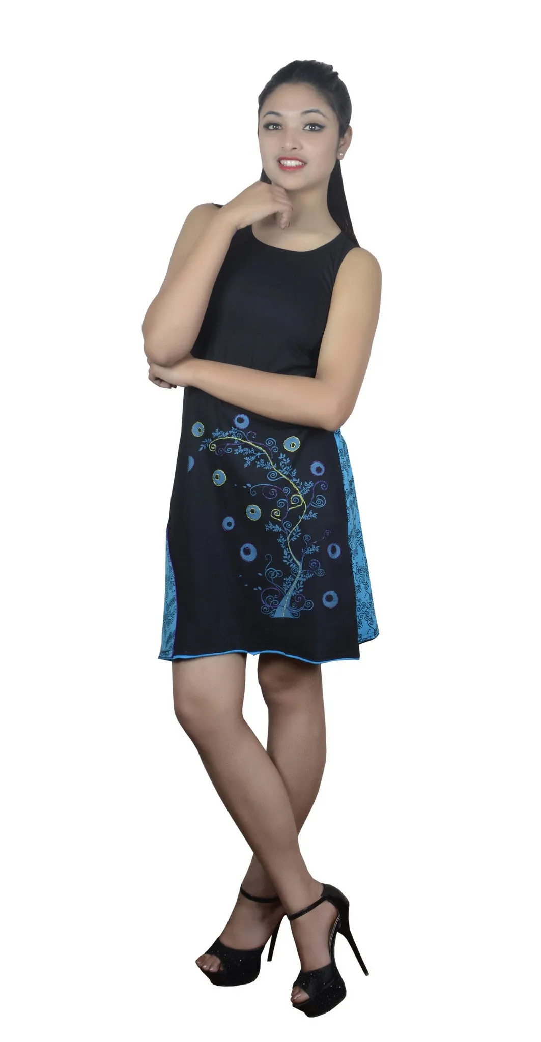 TATTOPANI-women-sleeveless-dress-with-embroidery-work-peepal(No Exchange/ No Refund)