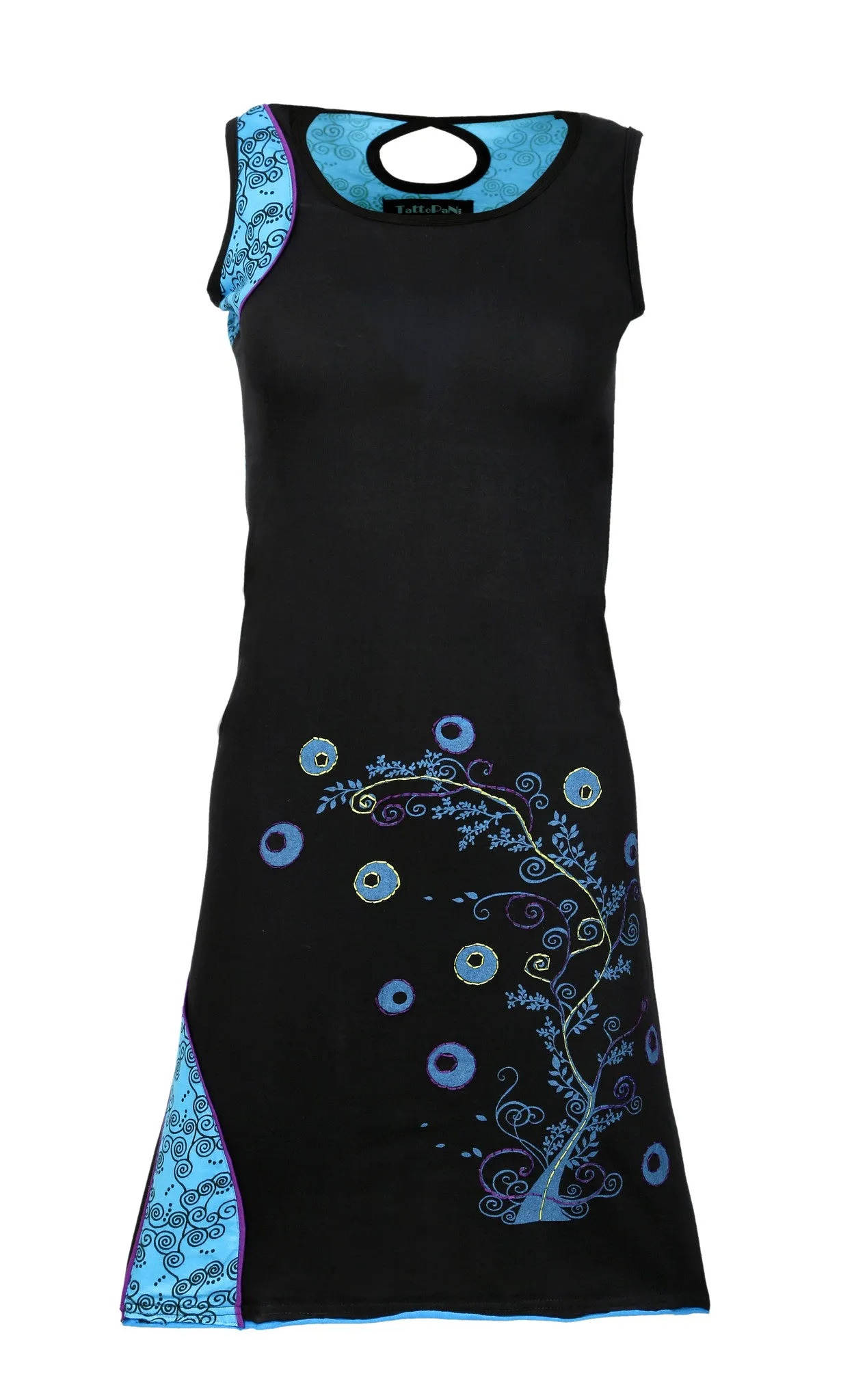 TATTOPANI-women-sleeveless-dress-with-embroidery-work-peepal(No Exchange/ No Refund)