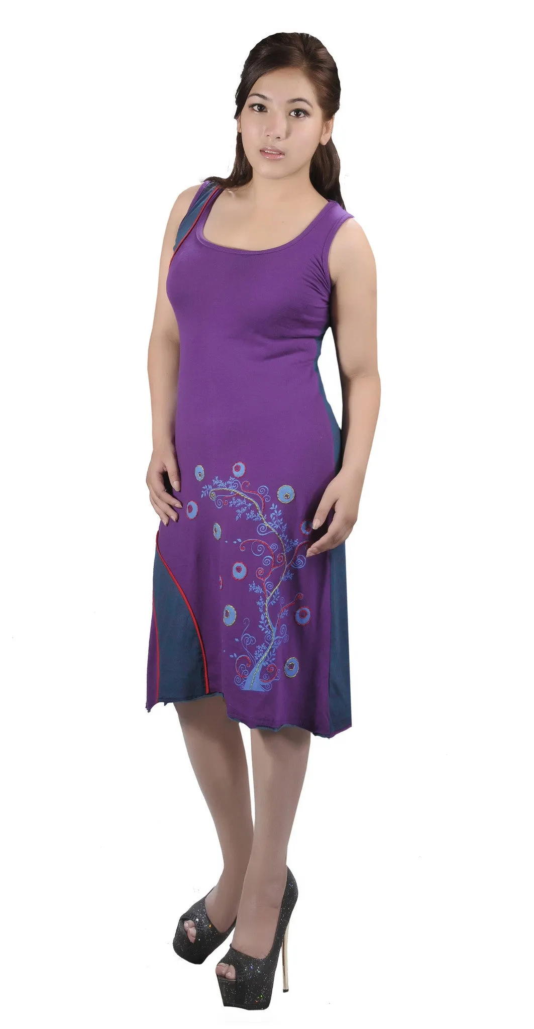 TATTOPANI-women-sleeveless-dress-with-embroidery-work-peepal(No Exchange/ No Refund)