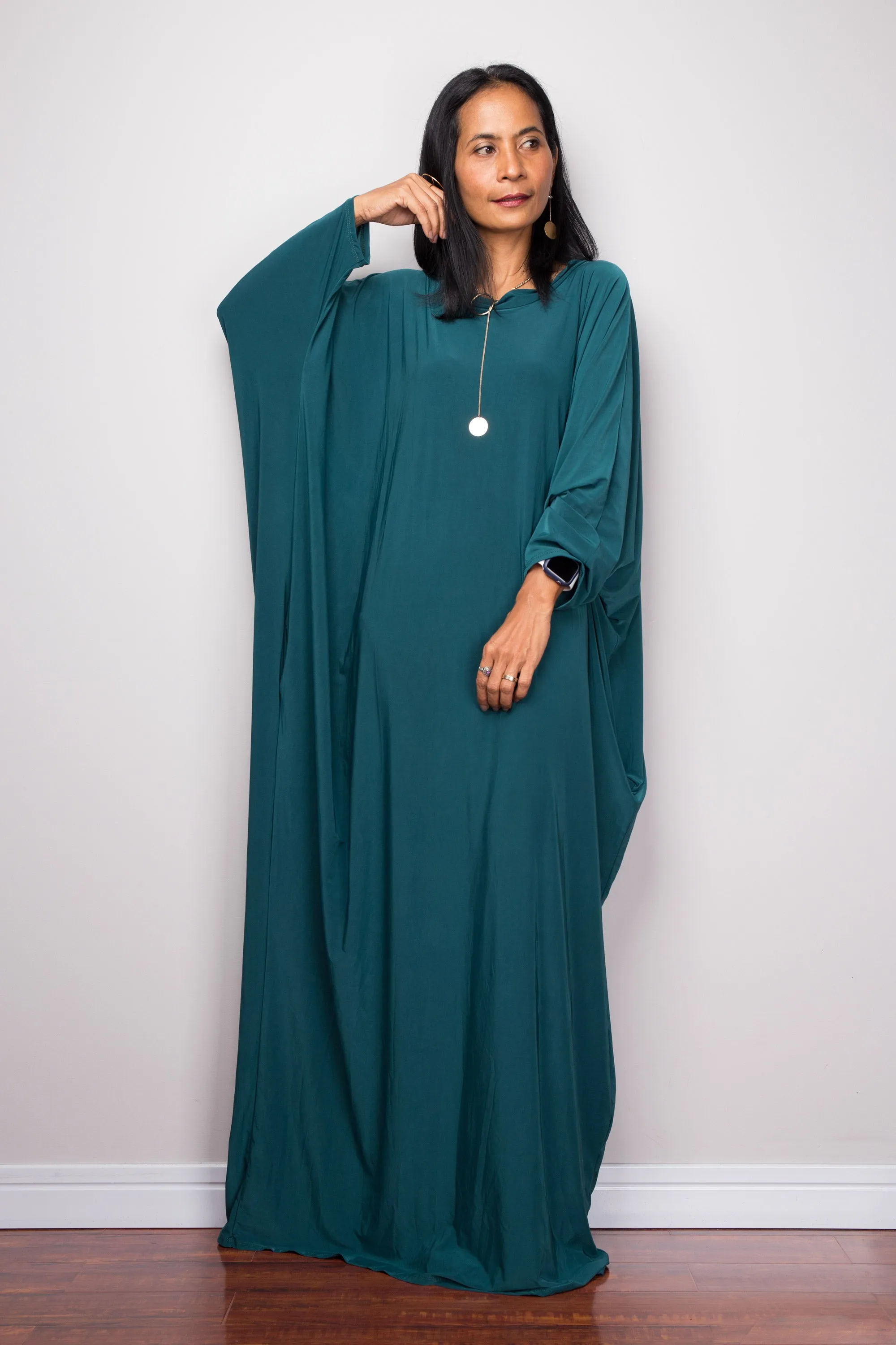 Teal Green Modest Kaftan Dress