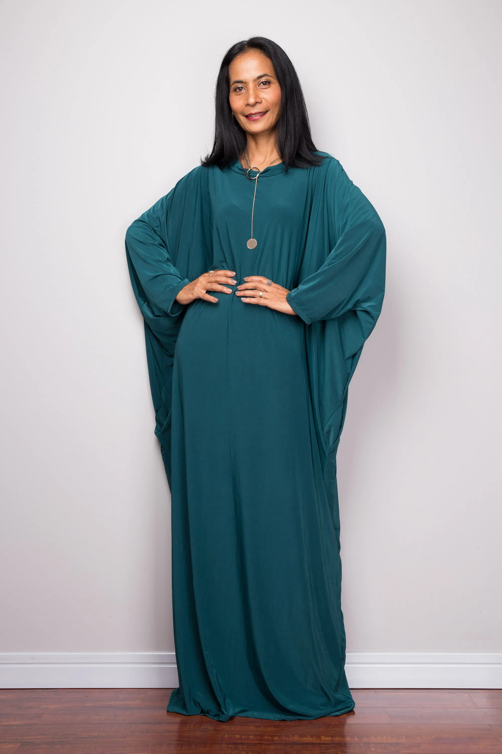 Teal Green Modest Kaftan Dress