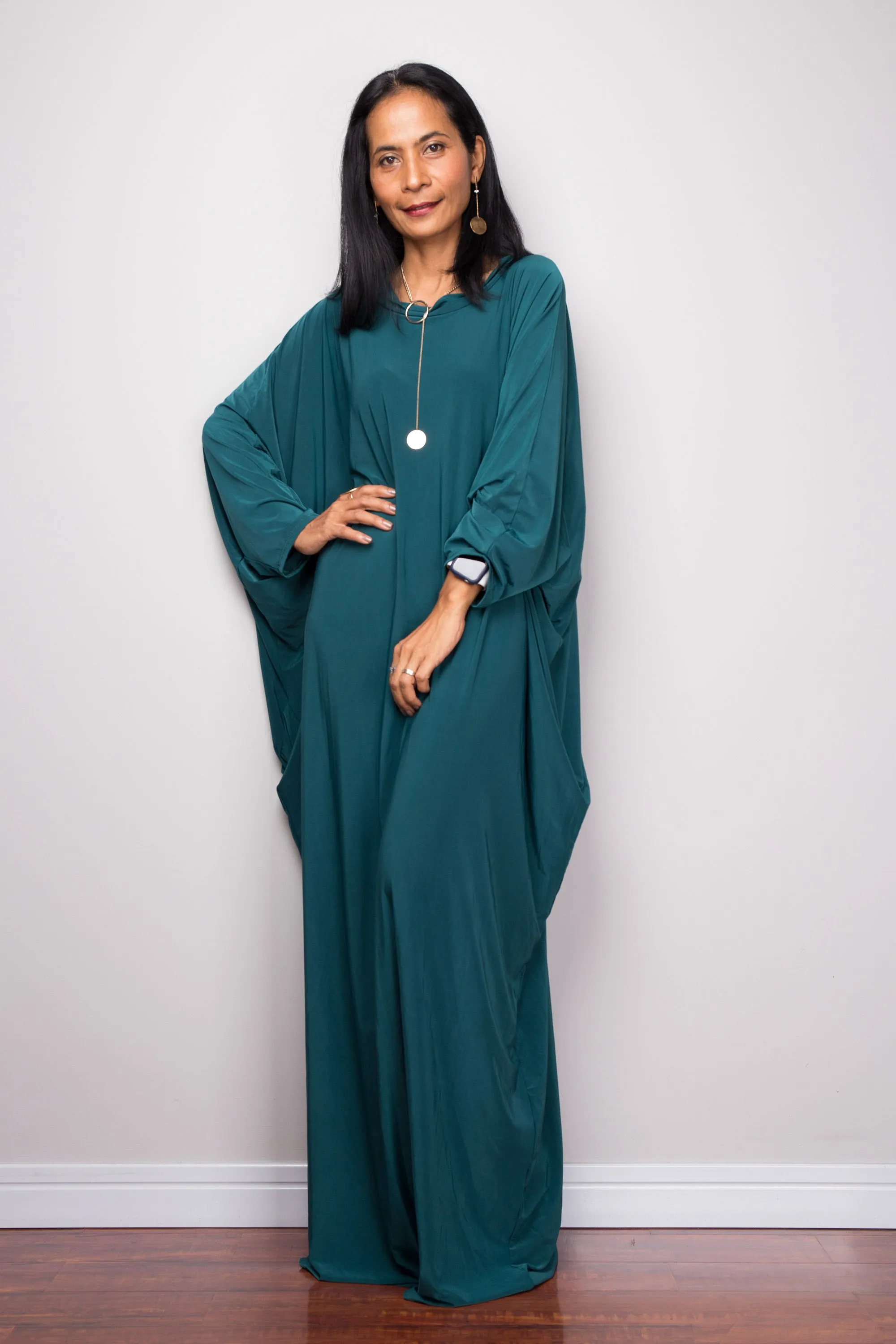 Teal Green Modest Kaftan Dress