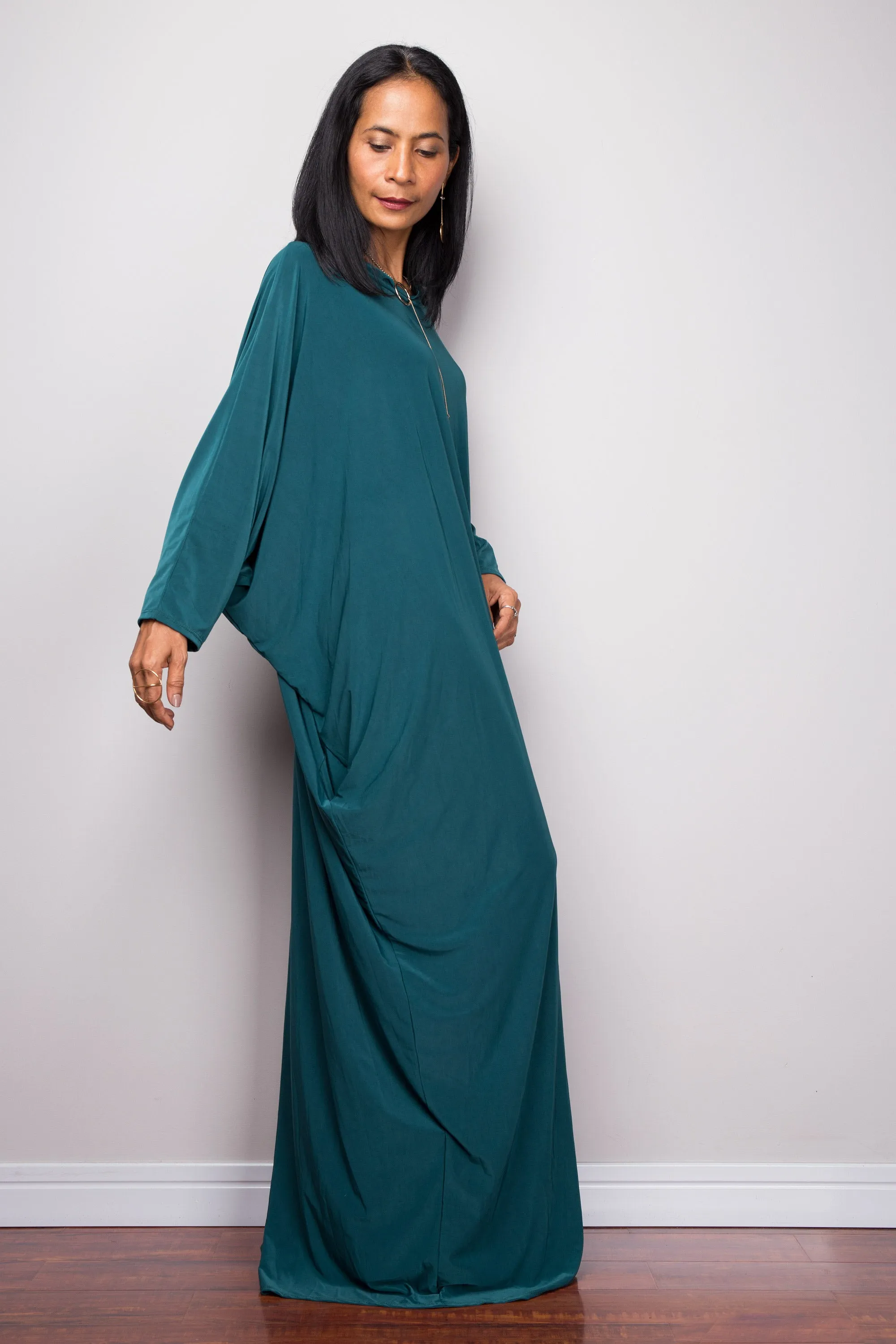 Teal Green Modest Kaftan Dress