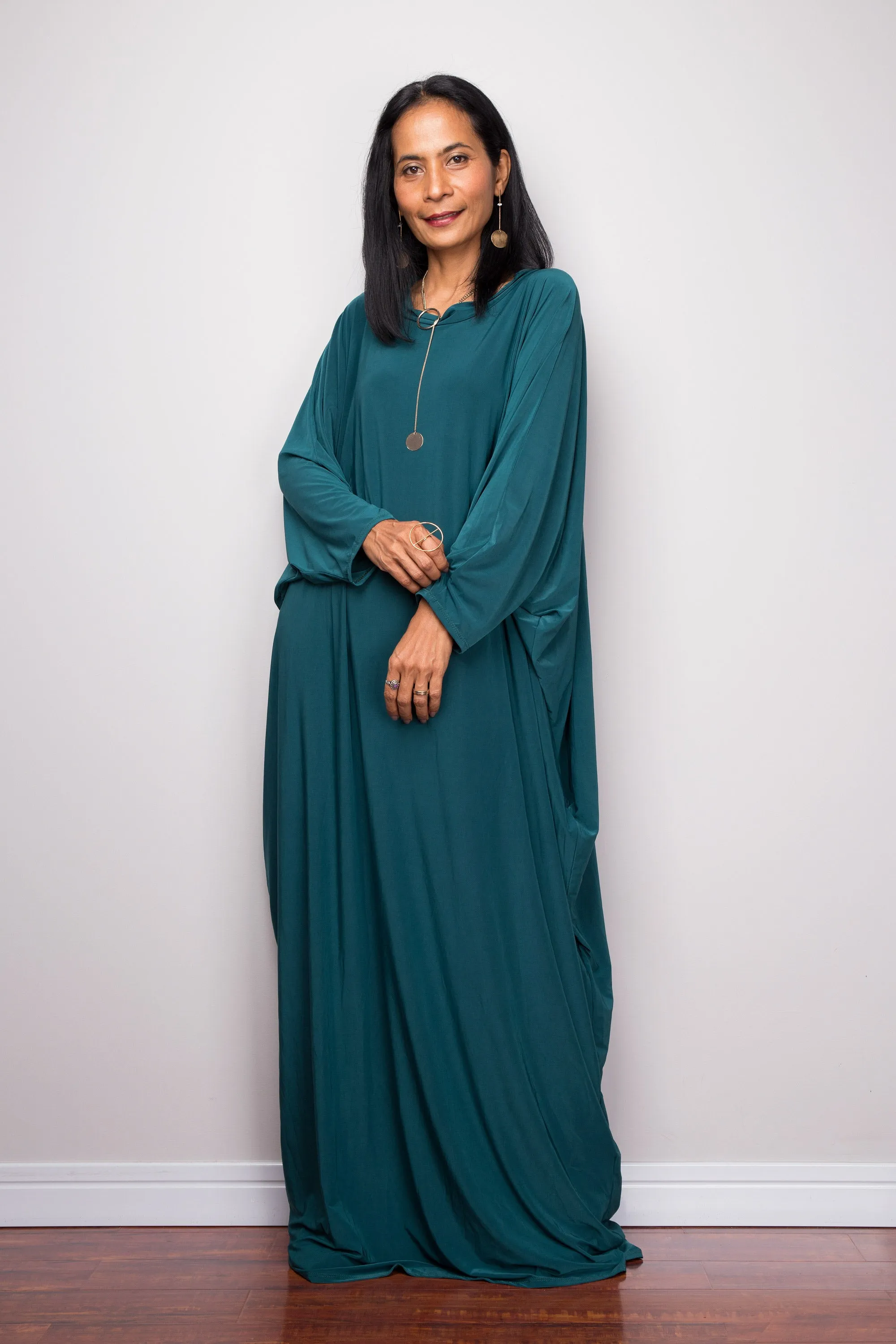 Teal Green Modest Kaftan Dress