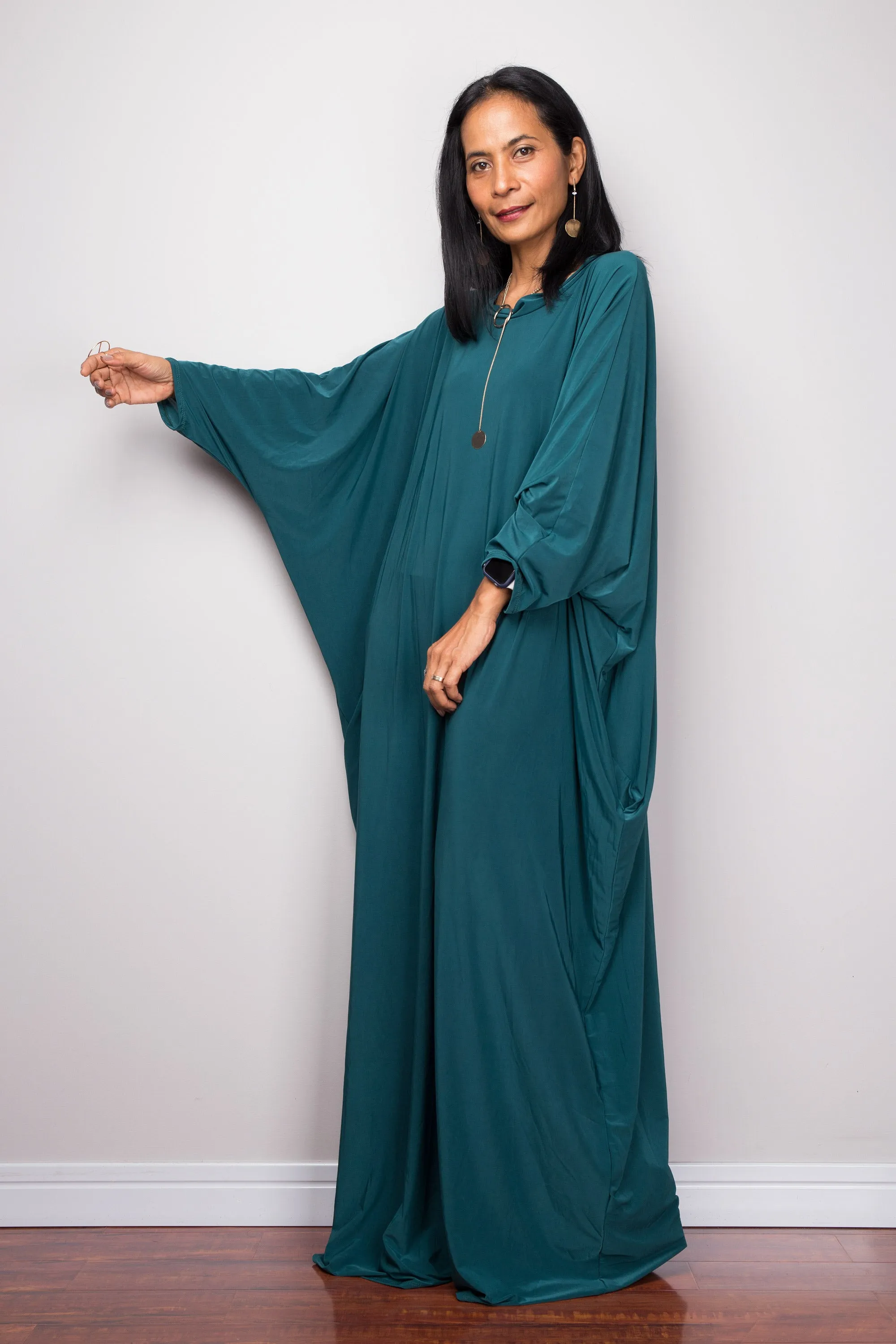 Teal Green Modest Kaftan Dress