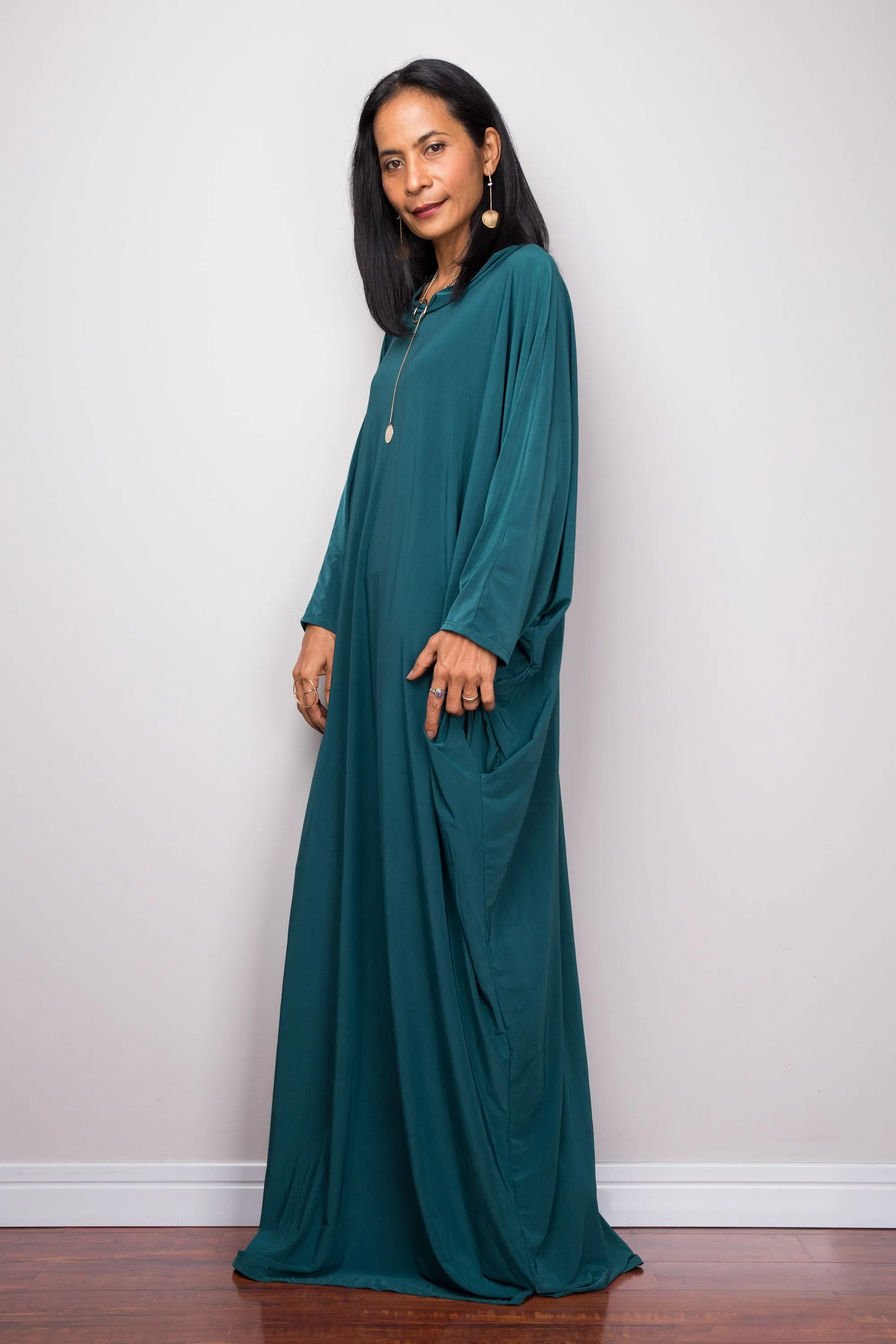 Teal Green Modest Kaftan Dress