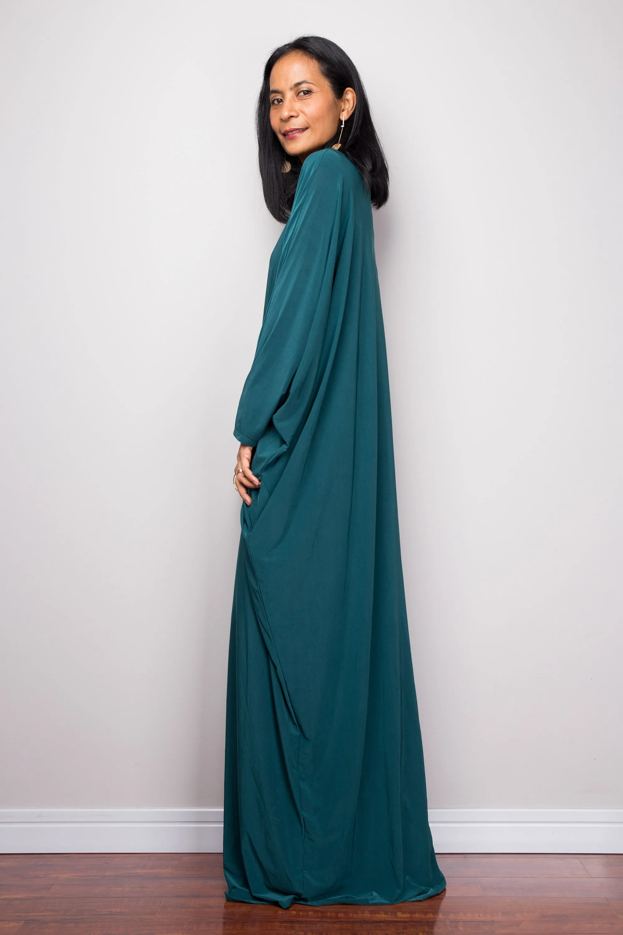 Teal Green Modest Kaftan Dress